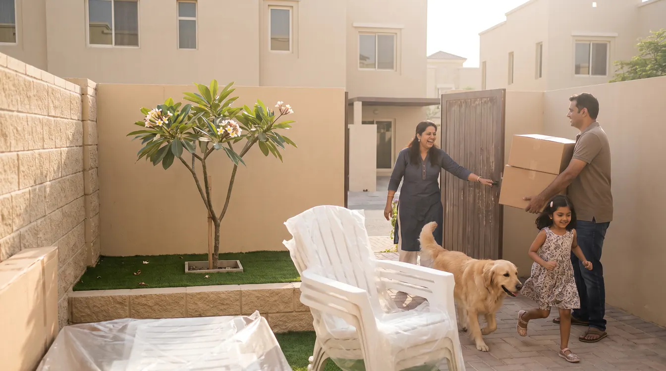 A family in the garden of a rented villa